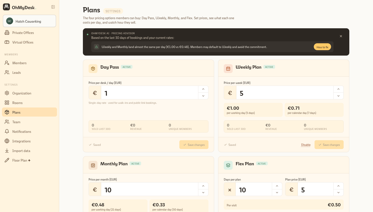 Flex day package configuration and member balance tracking